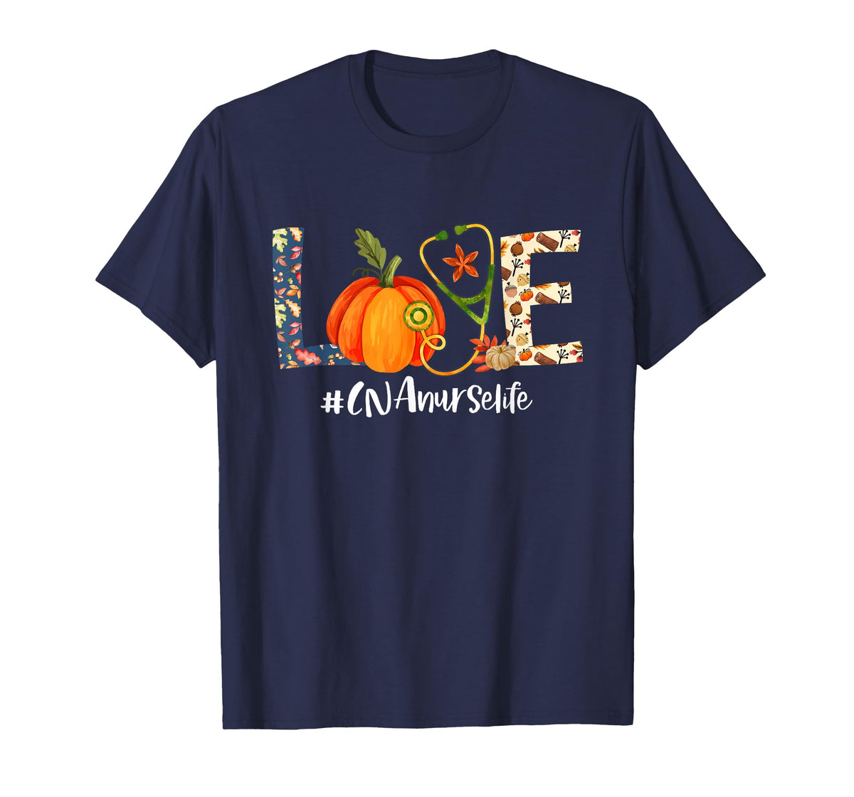 Love CNA Nurse Life Thanksgiving Fall Autumn Pumpkin Scrub T-Shirt