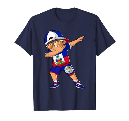 Half Haitian Half Belizean Boy Haiti Belize Flag T-Shirt