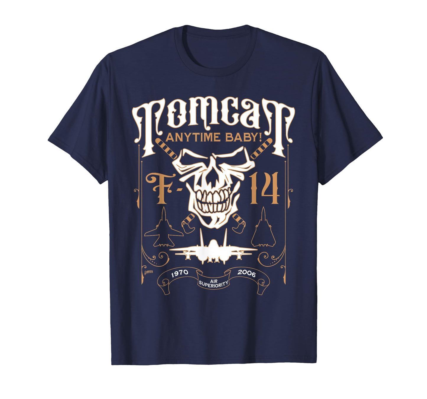 Classic F-14 Tomcat Military Fighter Jet Skull T-Shirt
