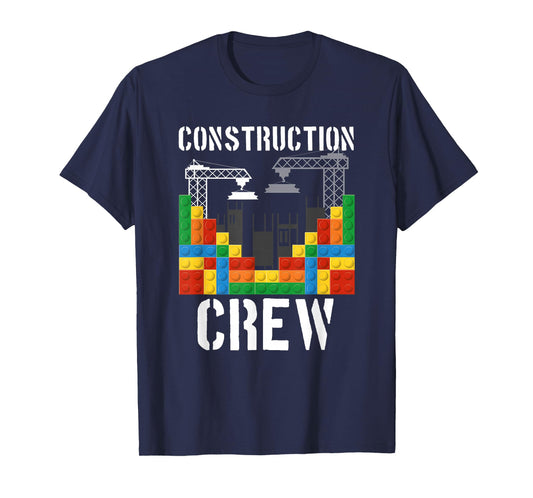 Construction Crew Master Builder Bricklayer Building Blocks T-Shirt