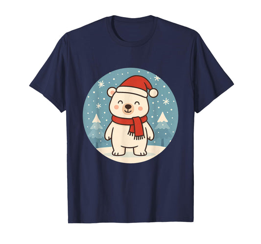 Cute Polar Bear with Hat and Scarf T-Shirt