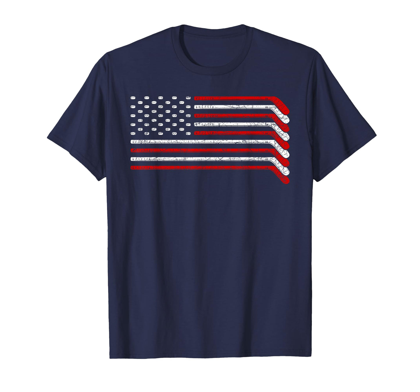 US Flag Hockey Stick Patriotic American Hockey Player Hockey T-Shirt