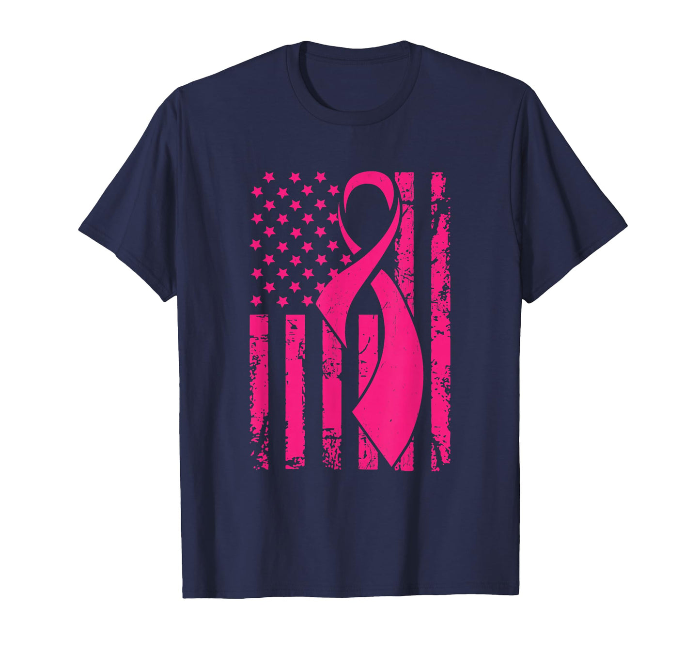 American Flag Distressed Breast Cancer Awareness T-shirt T-Shirt