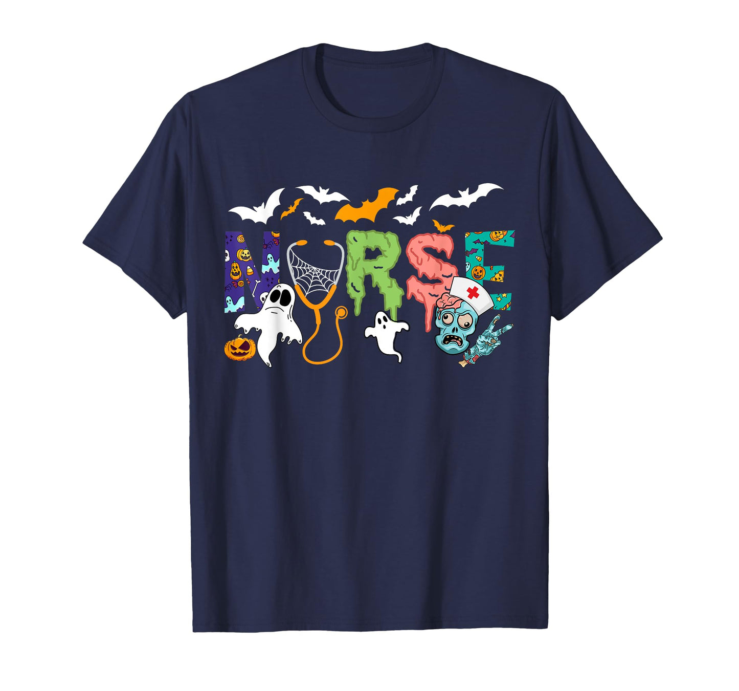 Cute Halloween Nurse Nursing Zombie Halloween Pattern T-Shirt