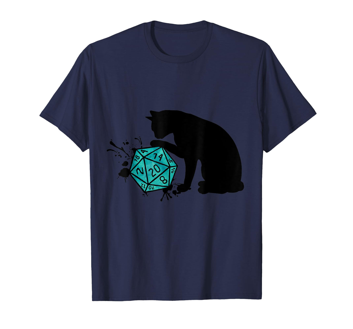 Nerdy Cat with D20 Cube - Cat Lovers T-Shirt