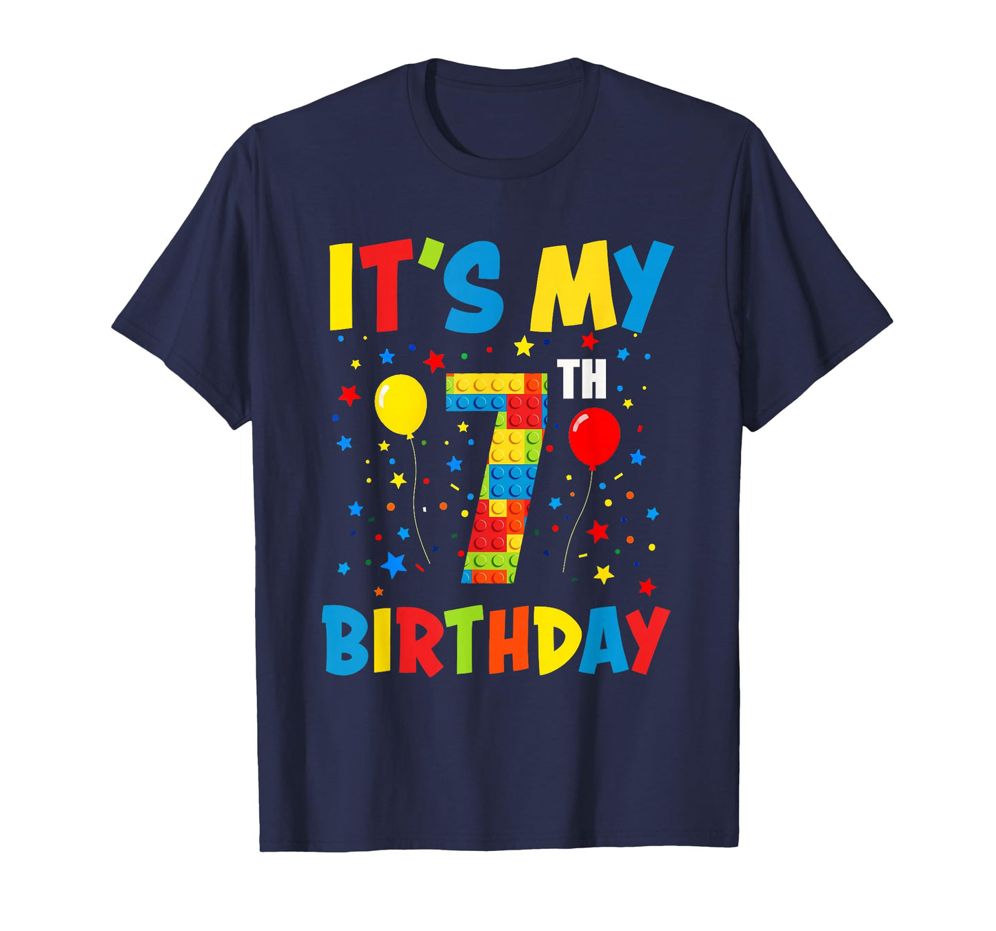 It’s My 7th Birthday 7 Year Old Building Blocks Kids Boys T-Shirt