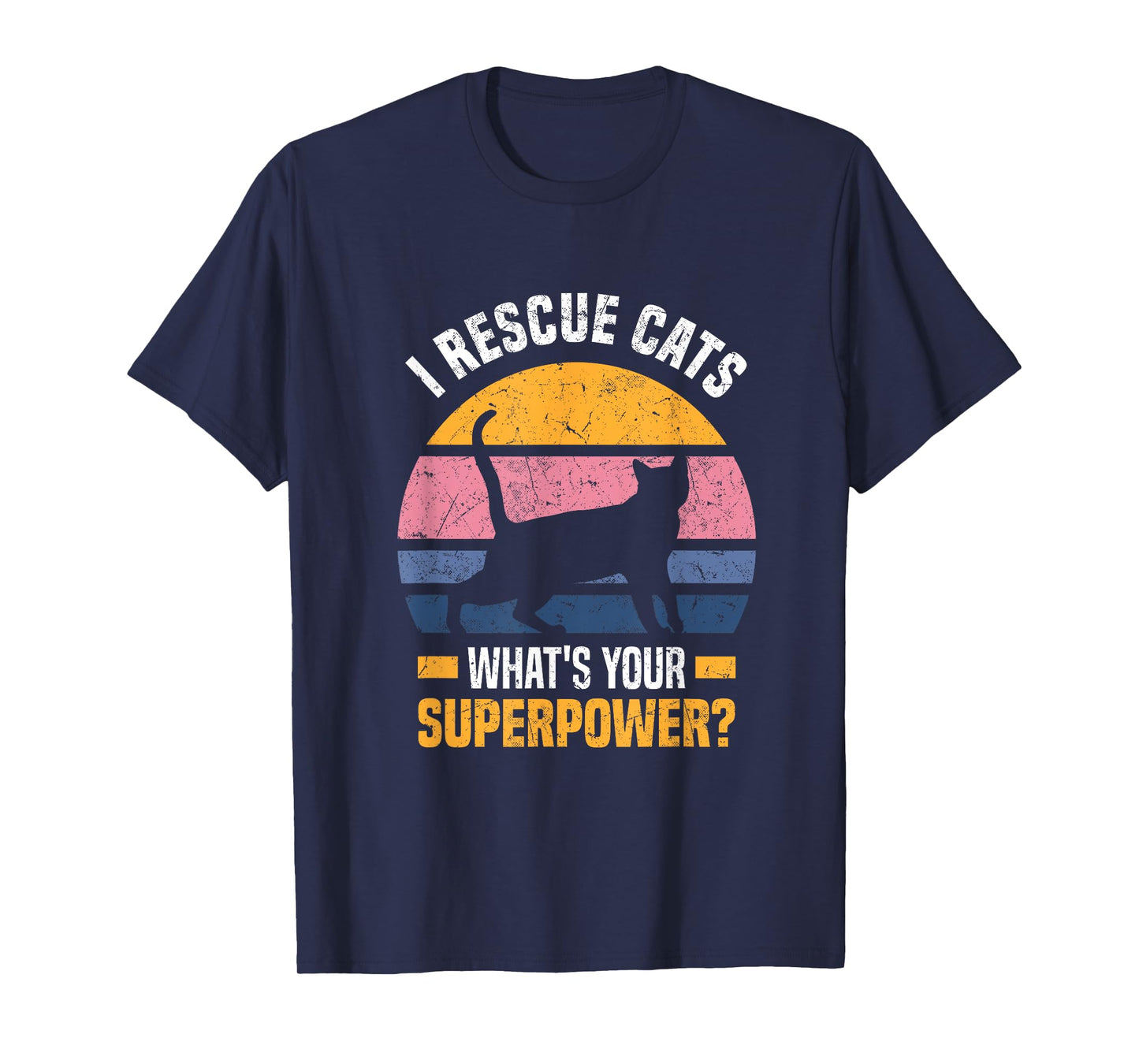 I Rescue Cats What´s Your Superpower? USA Flag Rescue Cat T-Shirt
