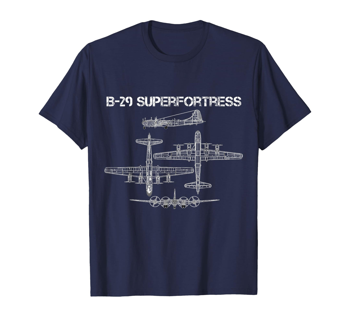 B-29 Superfortress WW2 Heavy Bomber Aircraft Blueprint T-Shirt