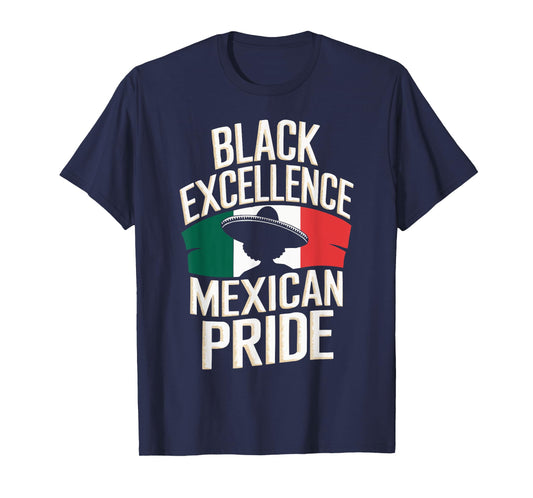 Half Mexican Half African American USA Flag Black America T-Shirt