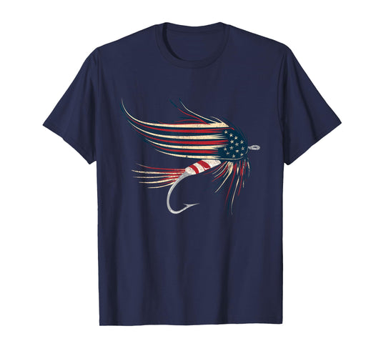 American Flag Salmon Fly T-Shirt T-Shirt for Women Kids Men