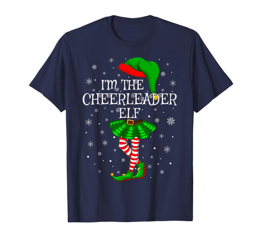 Cheerleader Elf Christmas Matching Family Women Girls Elf T-Shirt