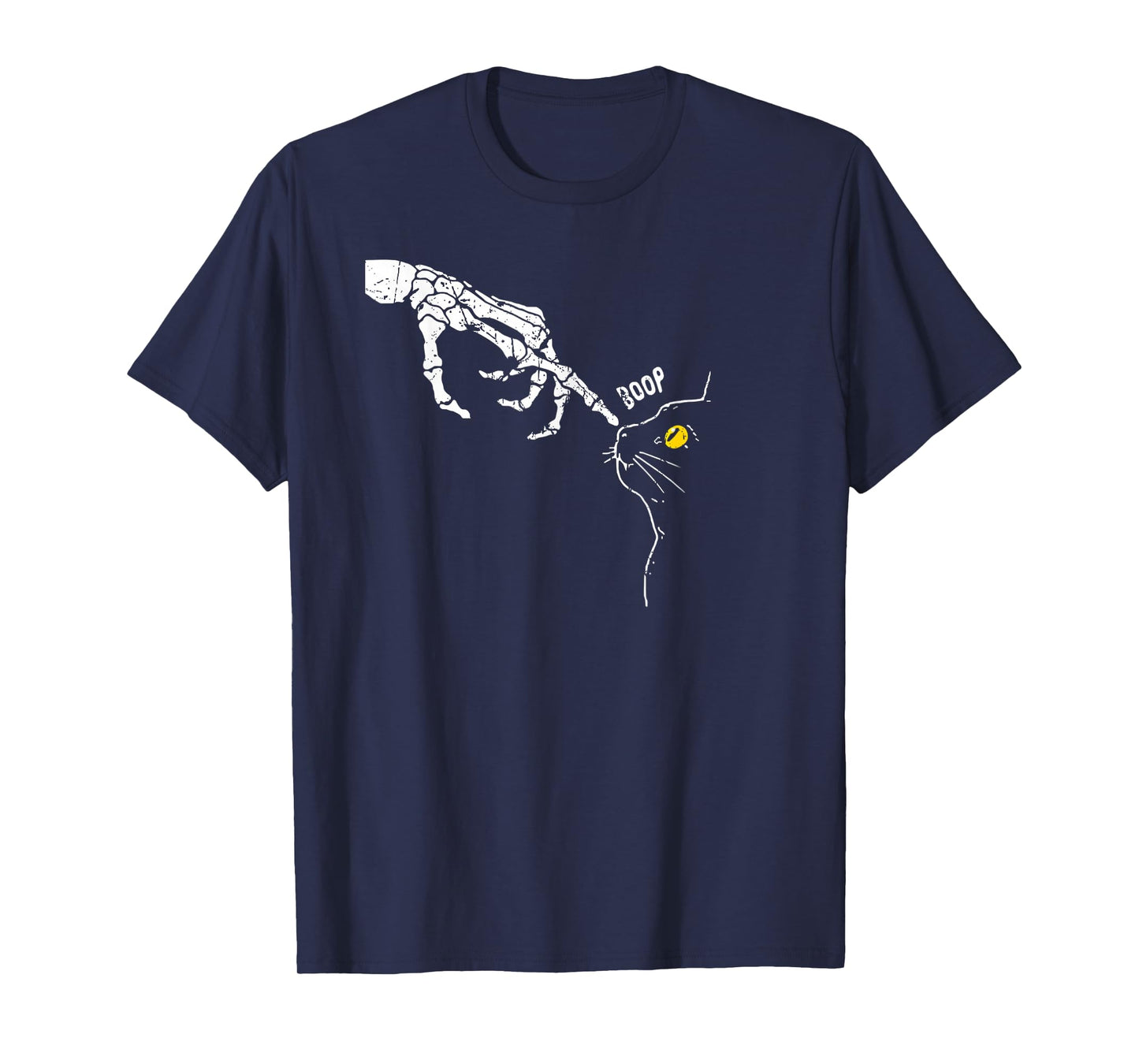 Cat Black Lover Skeleton Hand Boop Funny Halloween 2024 T-Shirt