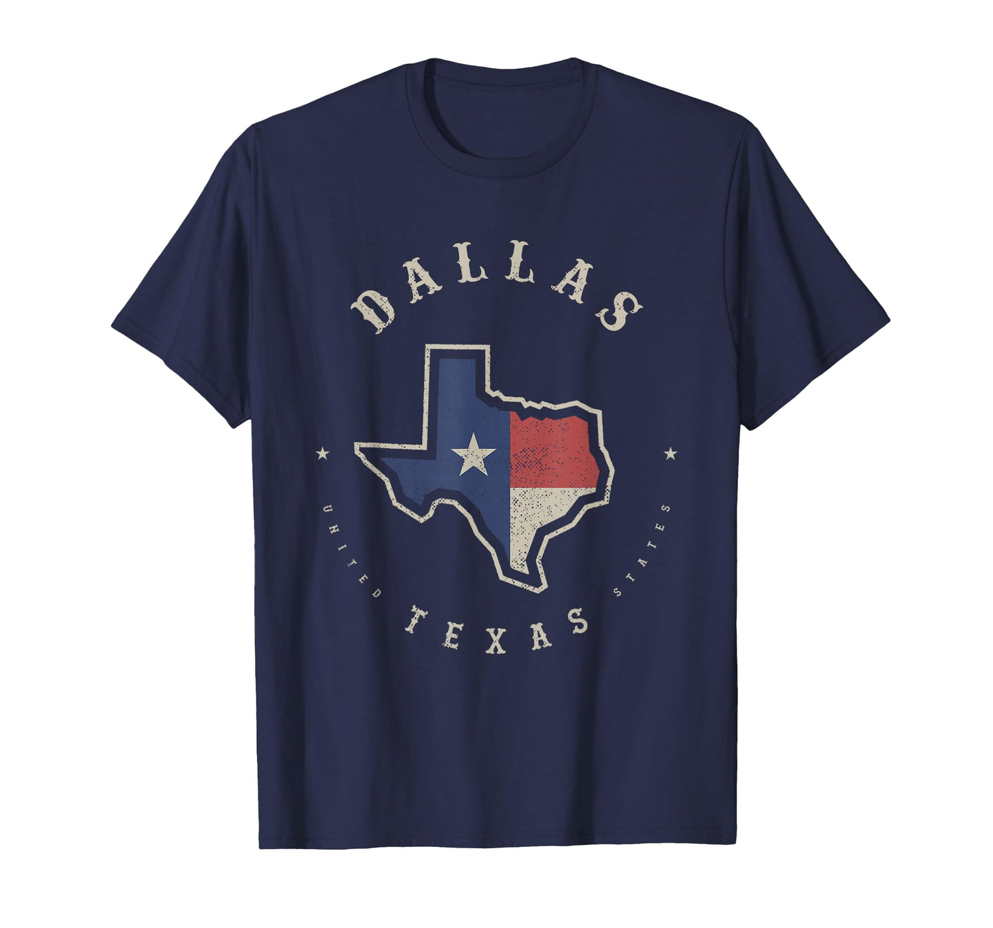 Vintage Dallas Texas State Flag Map Souvenir Gift T-Shirt