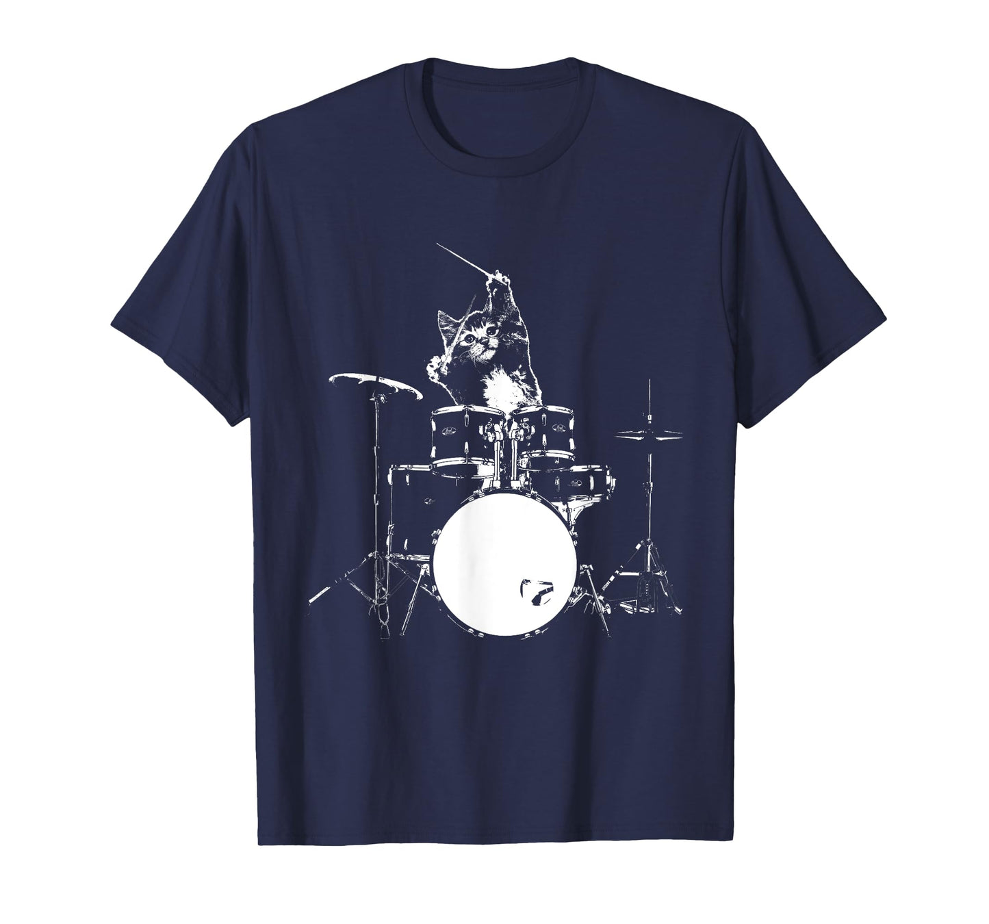 Funny Cat Shirt Cat Playing Drums Shirt Funny Drummer Shirts T-Shirt