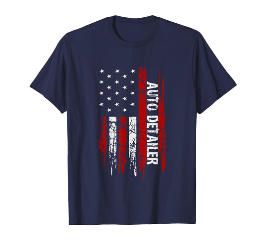Auto Detailer USA Flag Vehicle Car Detailing T-Shirt