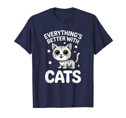 Cute Cat Lover Adults or Kids Boys Girls Cats T-Shirt