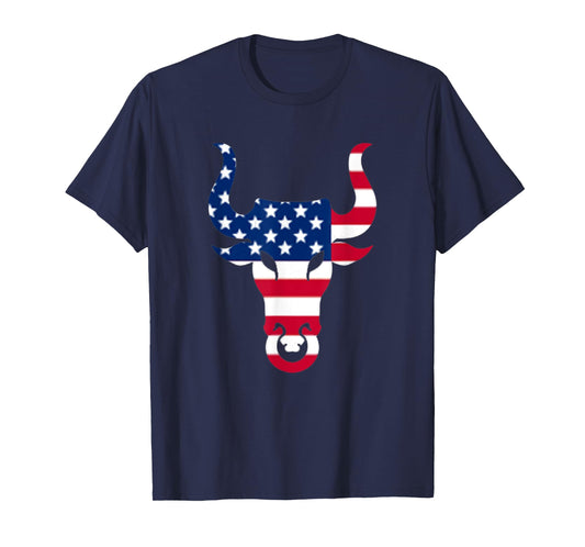 Brahma Bull Head American Flag Graphic USA Athletic Athlete T-Shirt