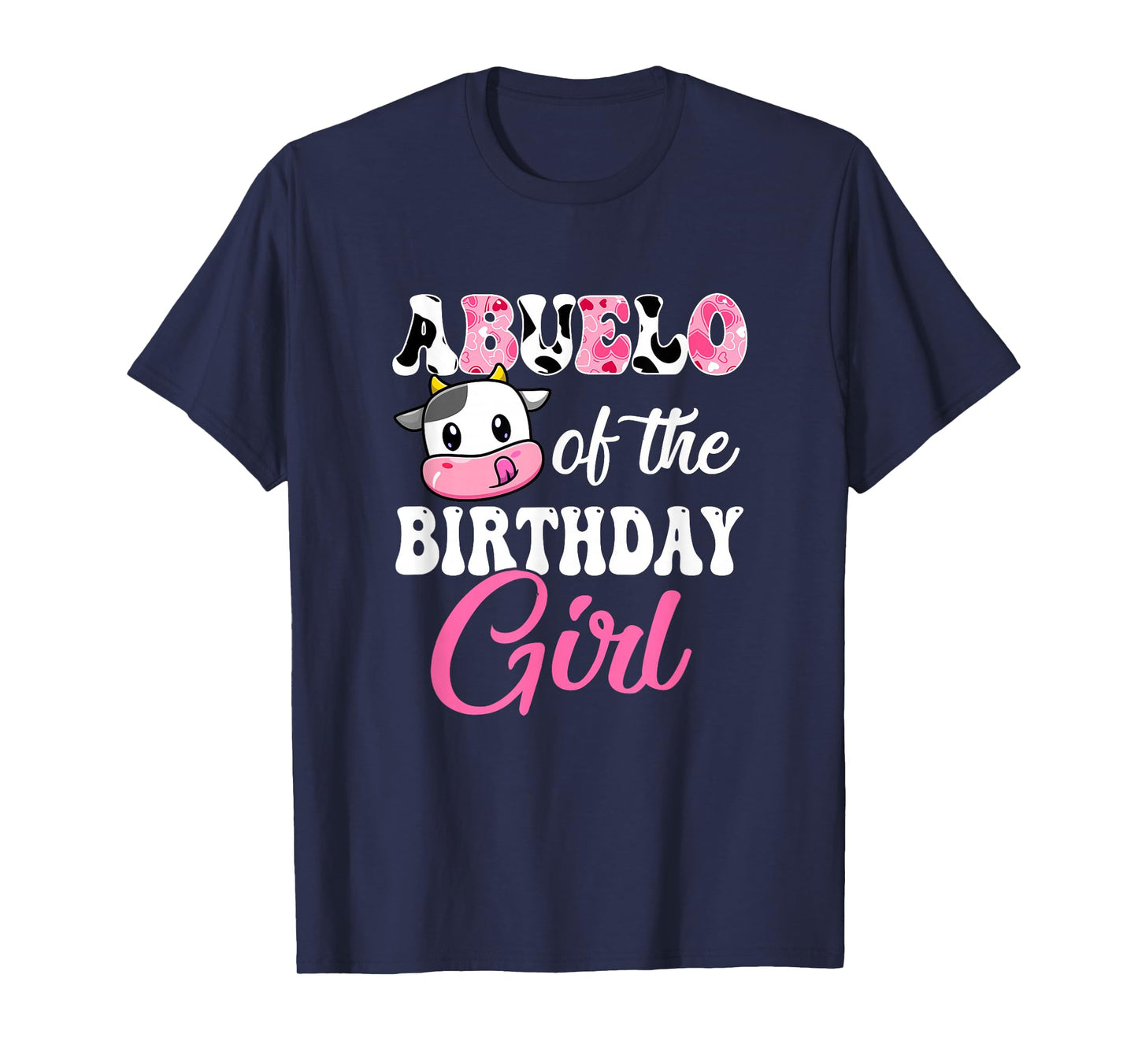 Abuelo Of The Birthday Girl Farm Cow 1St Birthday Girl T-Shirt