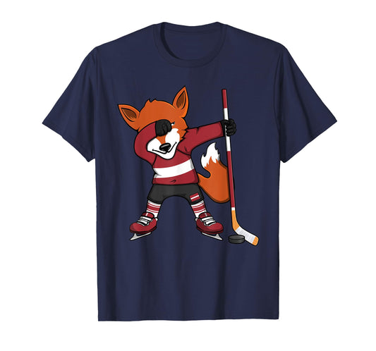 Dabbing Fox Latvia Ice Hockey Fans Jersey Dab Winter Sports T-Shirt