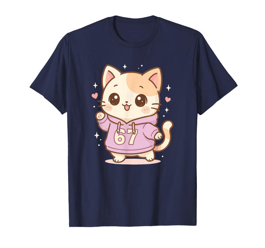 Cute Kawaii Cat 67 Meme T-Shirt