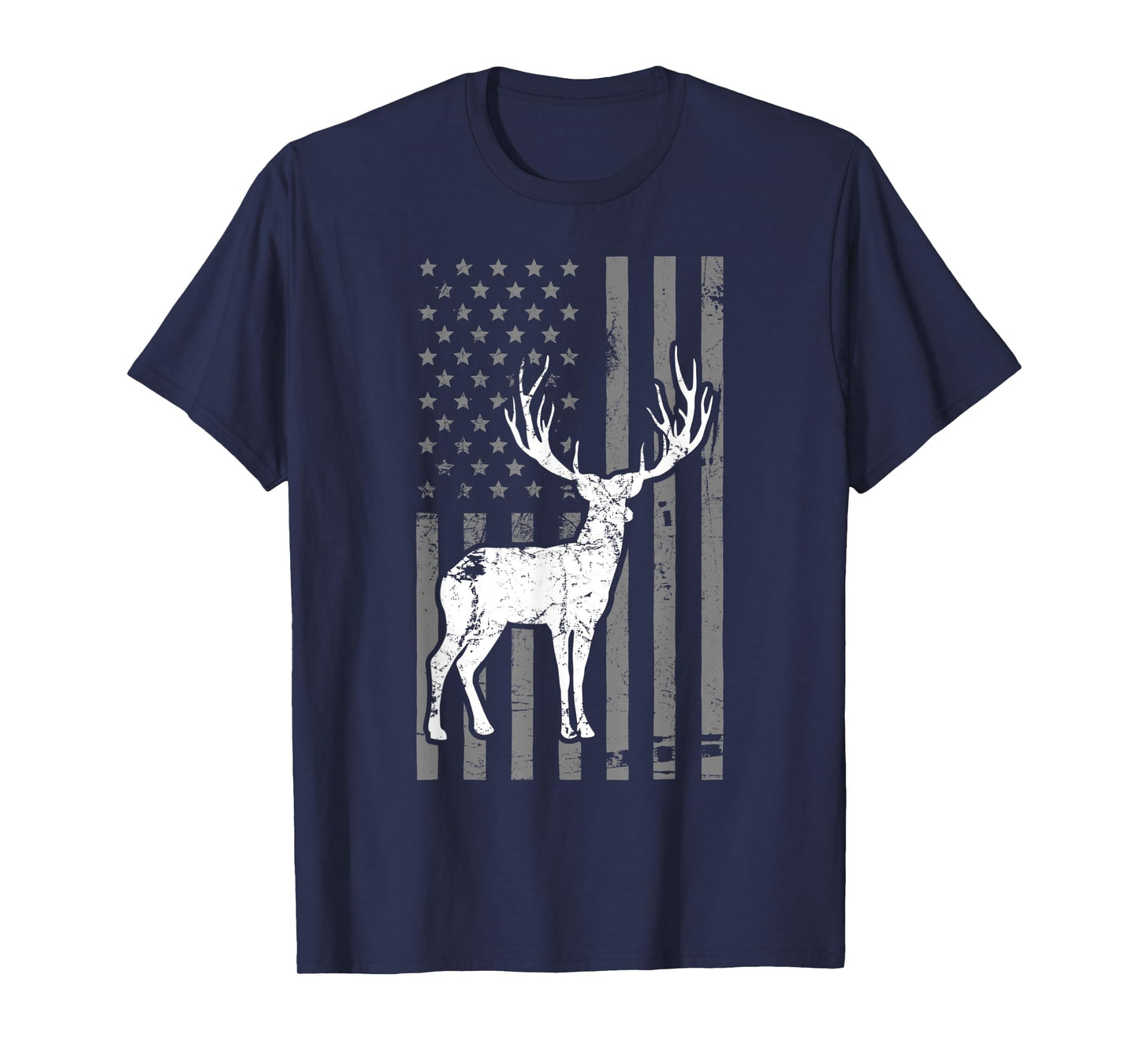 Whitetail Buck Deer Hunting USA Flag T-Shirt for Women Men