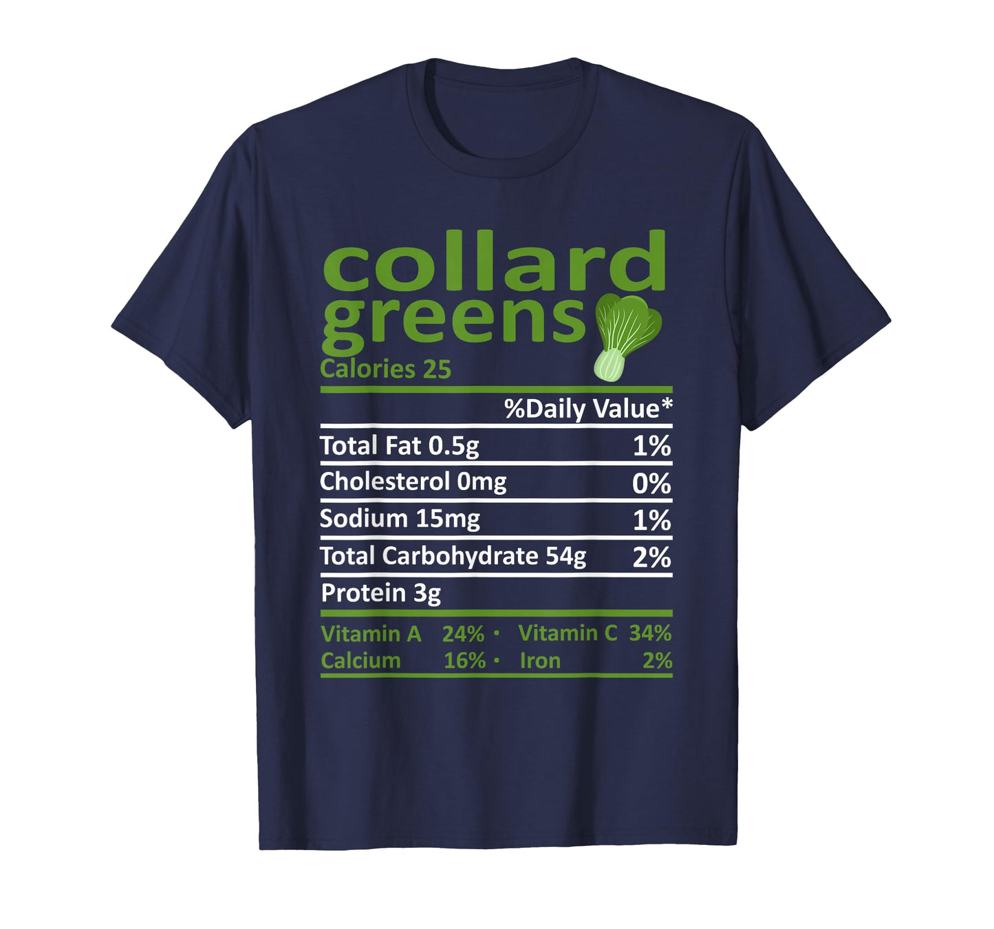 Collard Greens Nutrition Food Thanksgiving Costume Christmas T-Shirt
