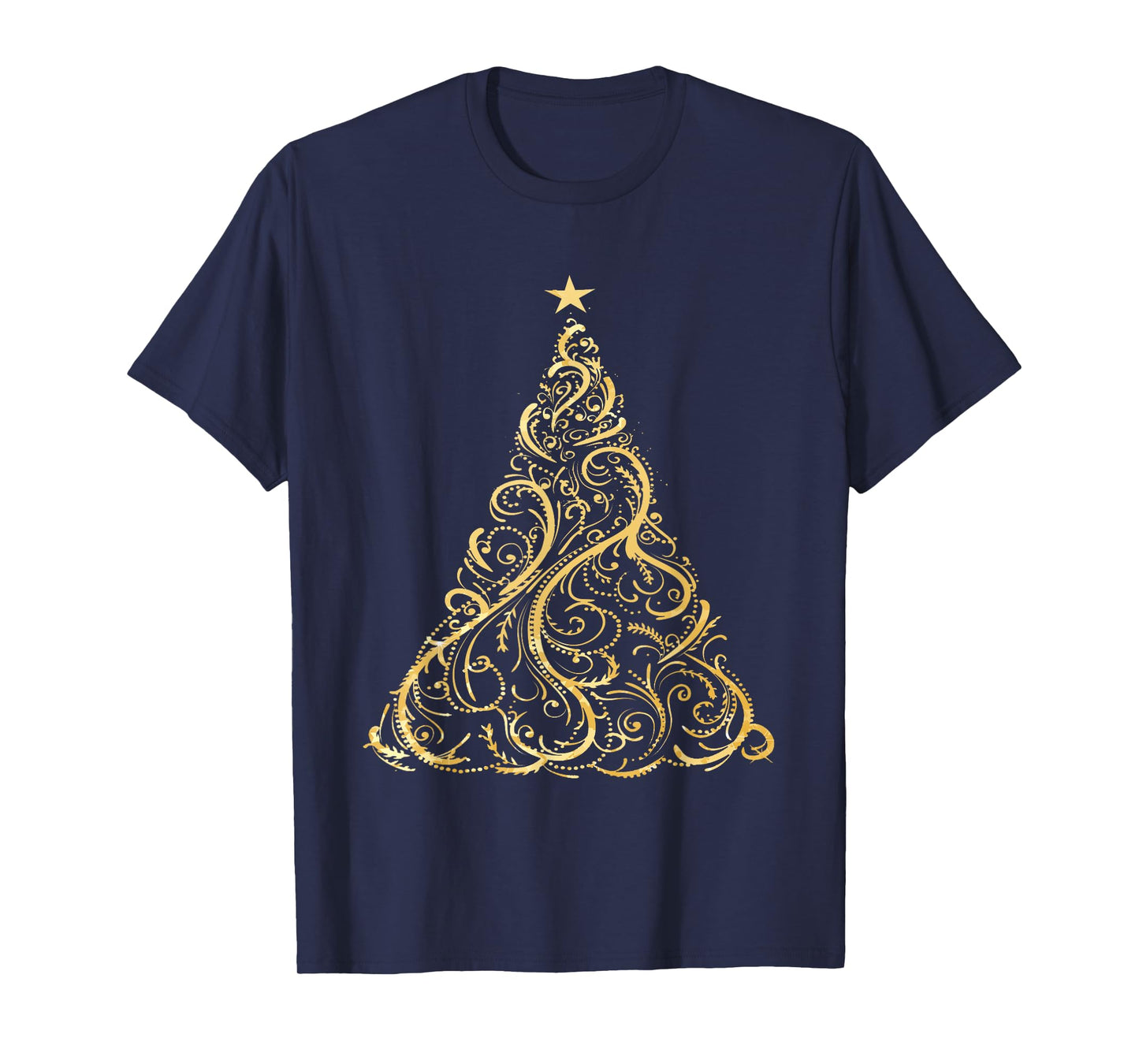 Christmas Tree Gold Deocrative Holiday Fashion T Shirt
