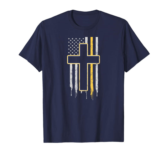 911 Dispatcher Design Patriotic Cross American Flag Gift T-Shirt