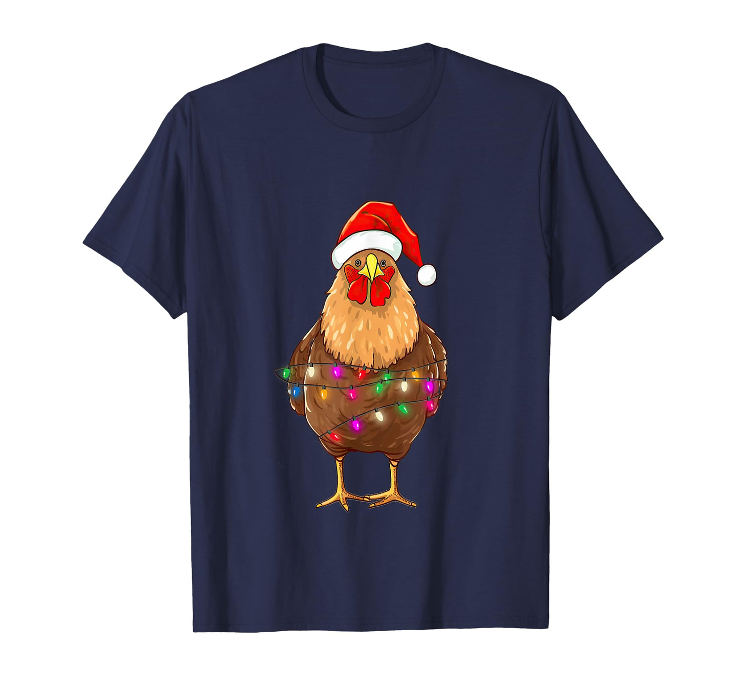Chicken Christmas Lights Chicken Santa Farmer Xmas T-Shirt