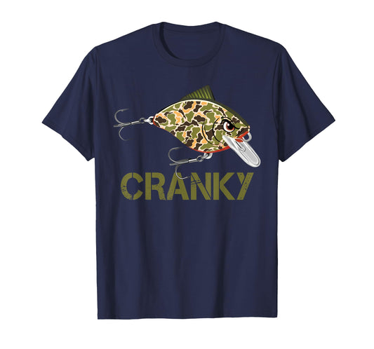 Cranky Camo Crankbait Fish Lure Angler Funny Father's Day T-Shirt
