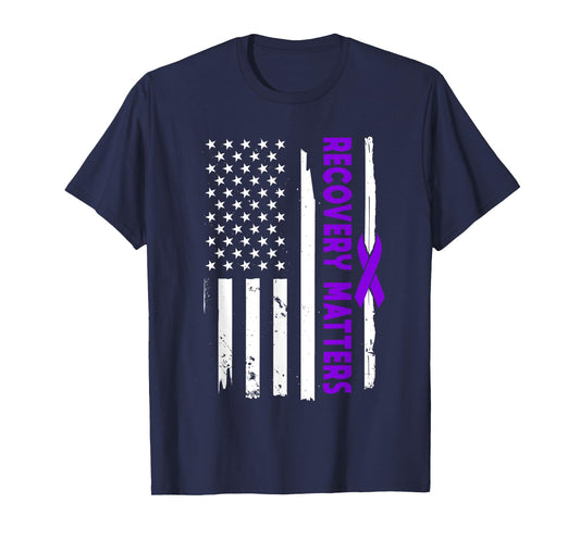 American Flag Recovery Matters - Addiction Recovery USA T-Shirt