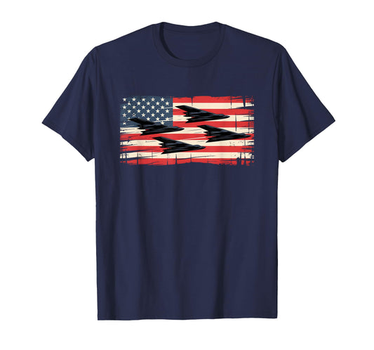 Patriotic USA B2 Stealth Bombers American Flag 4th of July T-Shirt