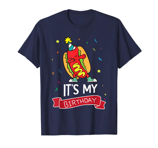 Its My Birthday Funny Hot Dog T-Shirt, Small, Black