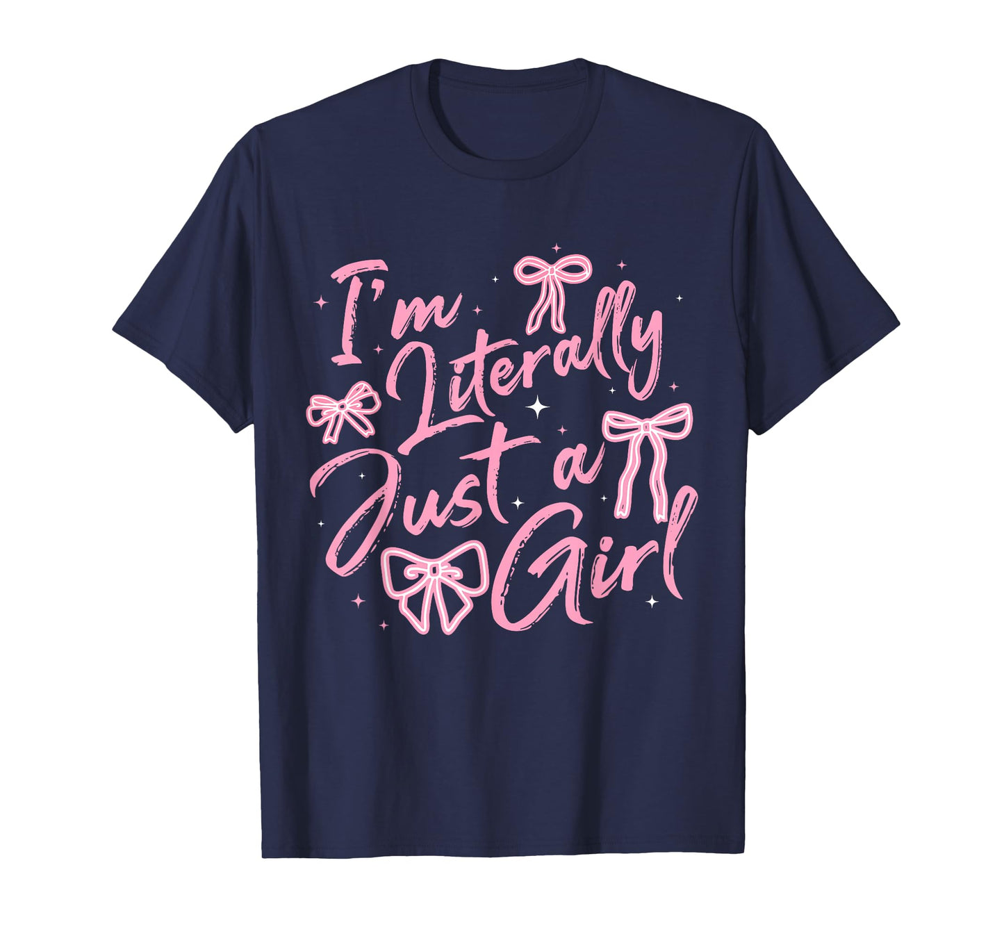 I'm Literally Just A Girl Pink Coquette Bow Y2K Women Girls T-Shirt