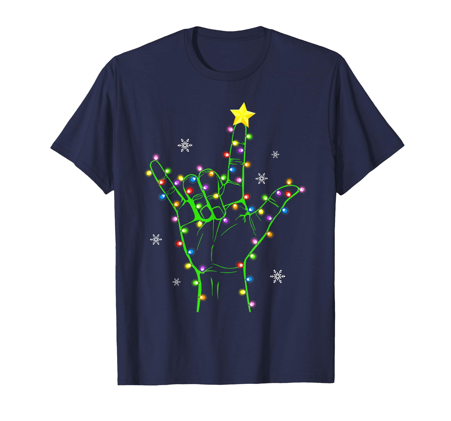 ASL Christmas Christmas Tree Lights American Sign Language T-Shirt