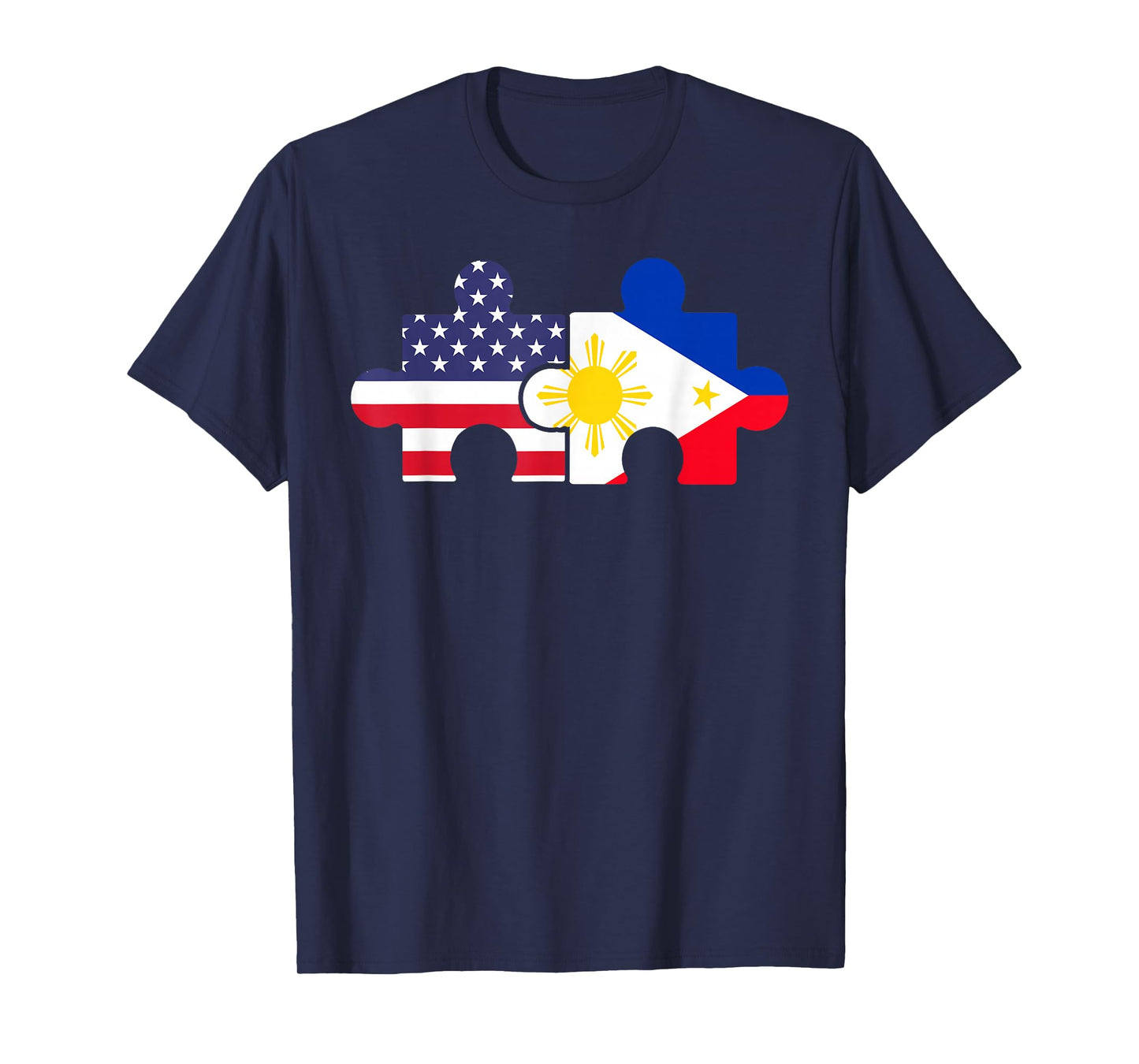 America Flag Filipino Flag Puzzle Piece USA Philippines T-Shirt