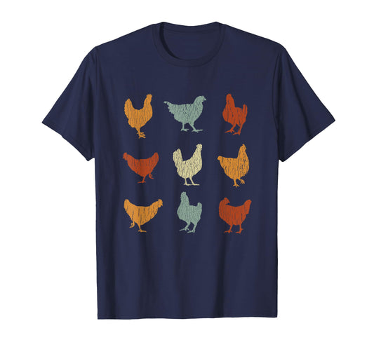 Cool Retro Domesticated Birds Animal Lover Outfit Vintage Chickens Funny Cute Farm Pet Owner Gift Unisex-Adults T-Shirt Black Small Classic Fit Short Sleeve Cotton Blend Chicken-Print T-Shirt