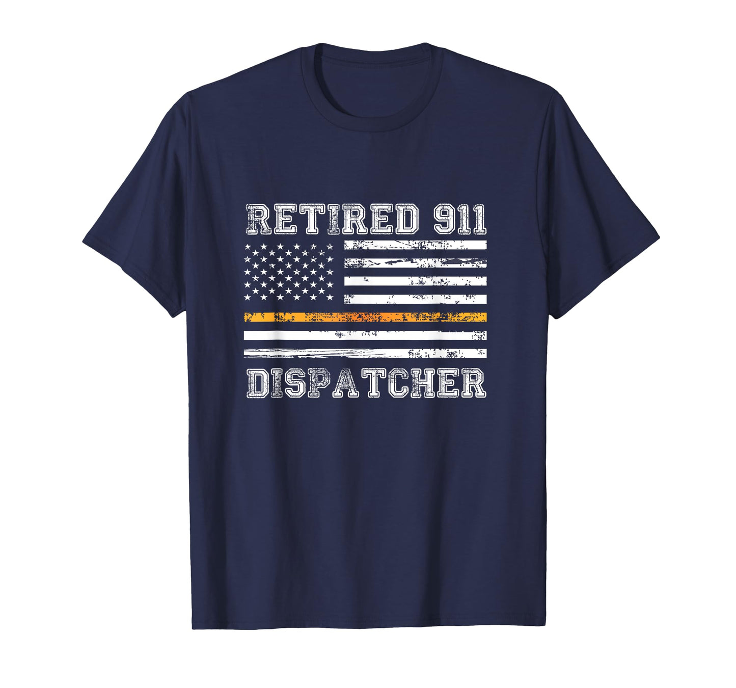 Retired 911 Dispatcher Thin Gold Line American Flag T-Shirt T-Shirt for Women Men