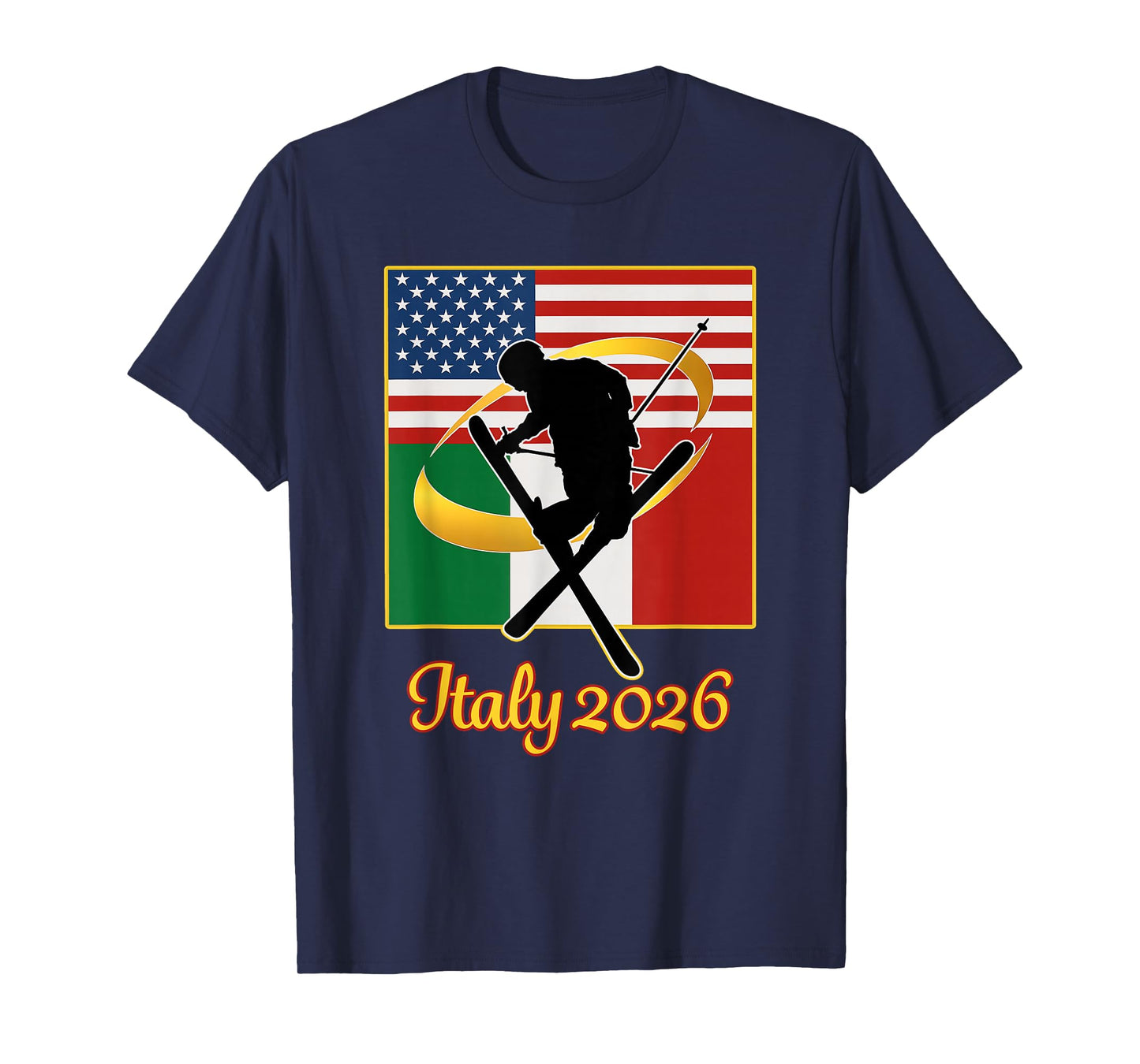 Italy 2026 Freestyle Skiing USA Italy Flags Winter Sports T-Shirt