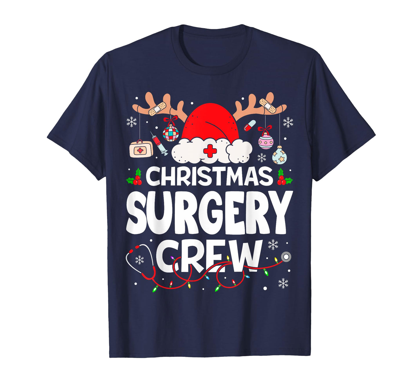 Christmas Surgery Crew Reindeer Santa Surgical Nurse T-Shirt