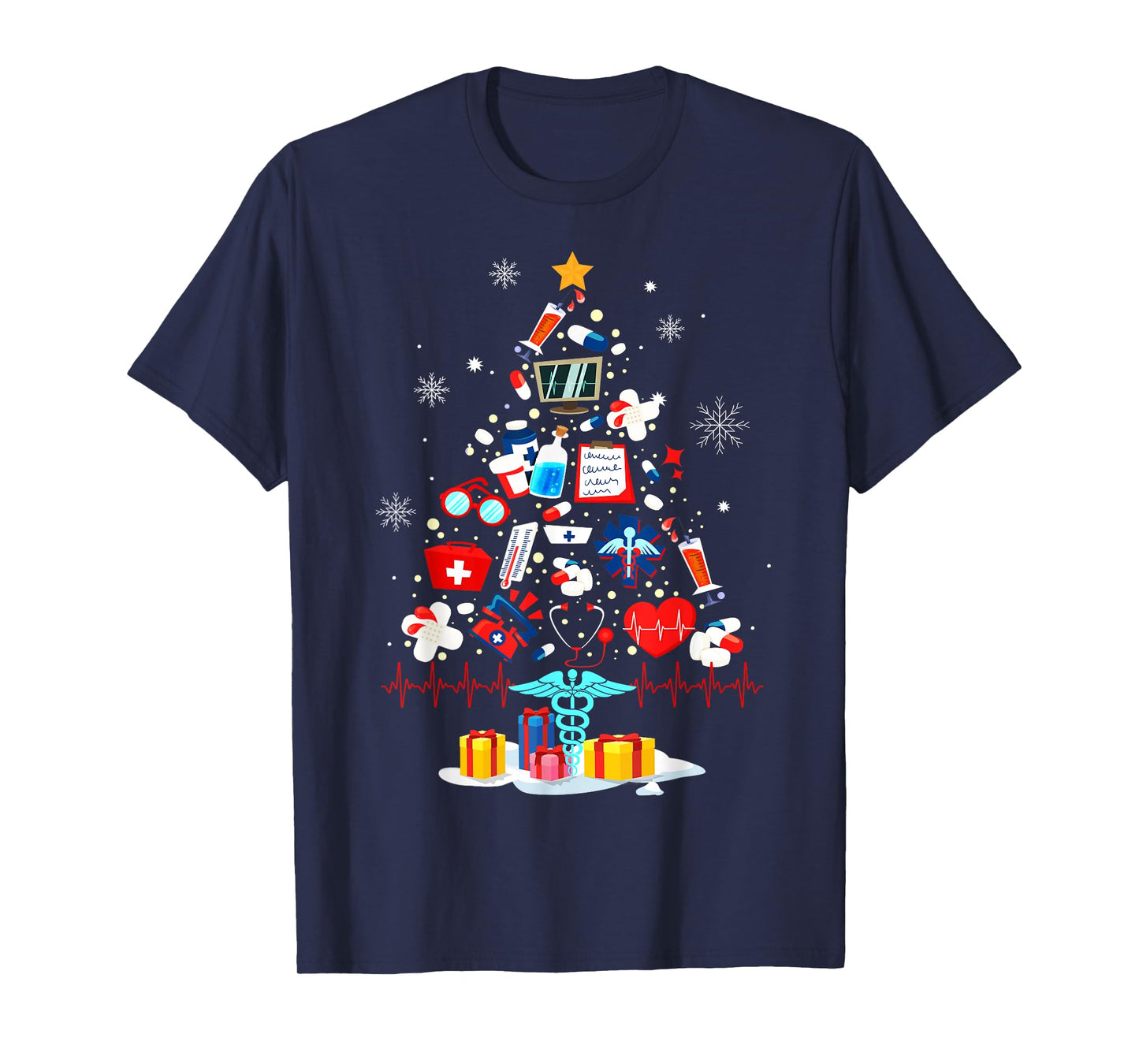 Christmas Tree Medical Tools Funny Nurse At Xmas Looks How T-Shirt