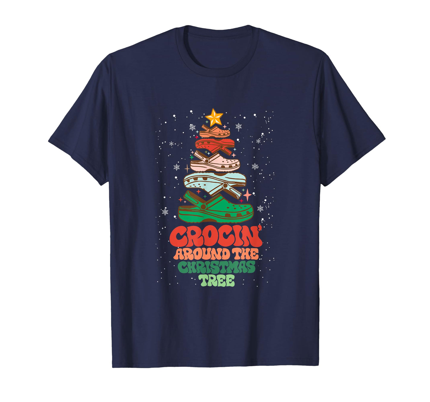 Funny Christmas Crocing Around The Christmas Tree Vintage T-Shirt