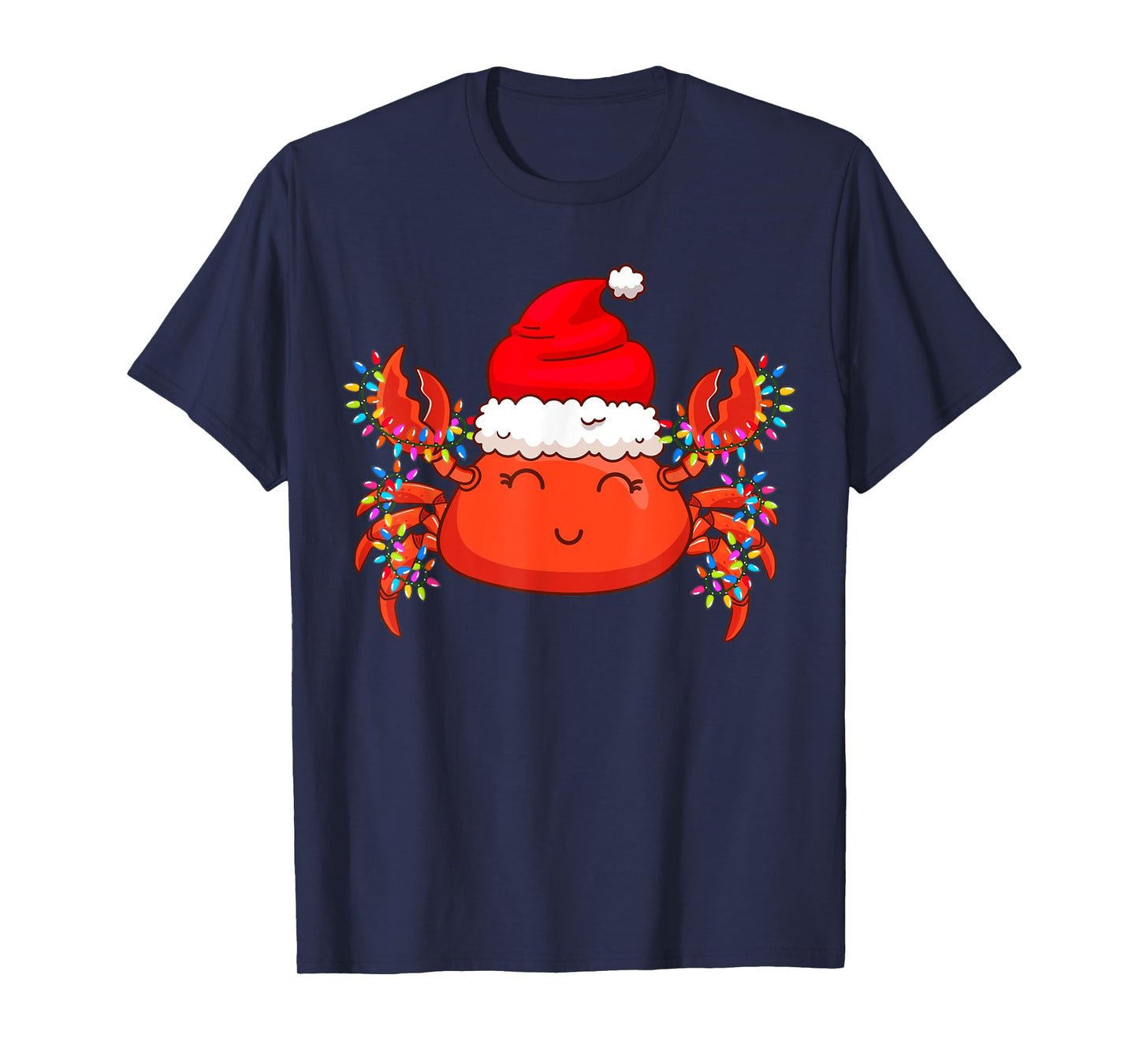 Christmas Lights Crab Wearing Xmas Hat - Cute Crab Lover T-Shirt