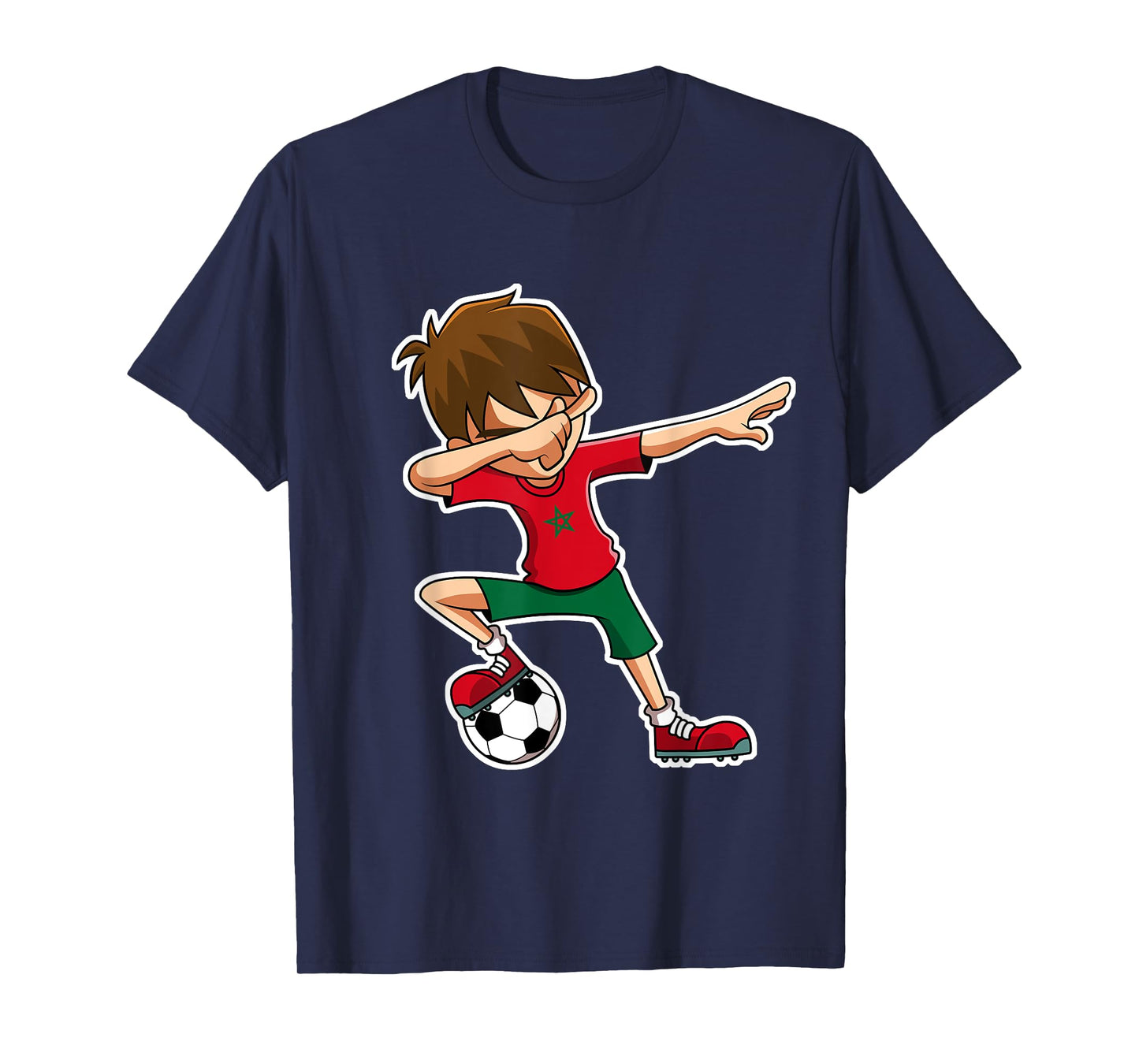 Dabbing Soccer Boy Morocco Shirt, Moroccan Flag Jersey T-Shirt