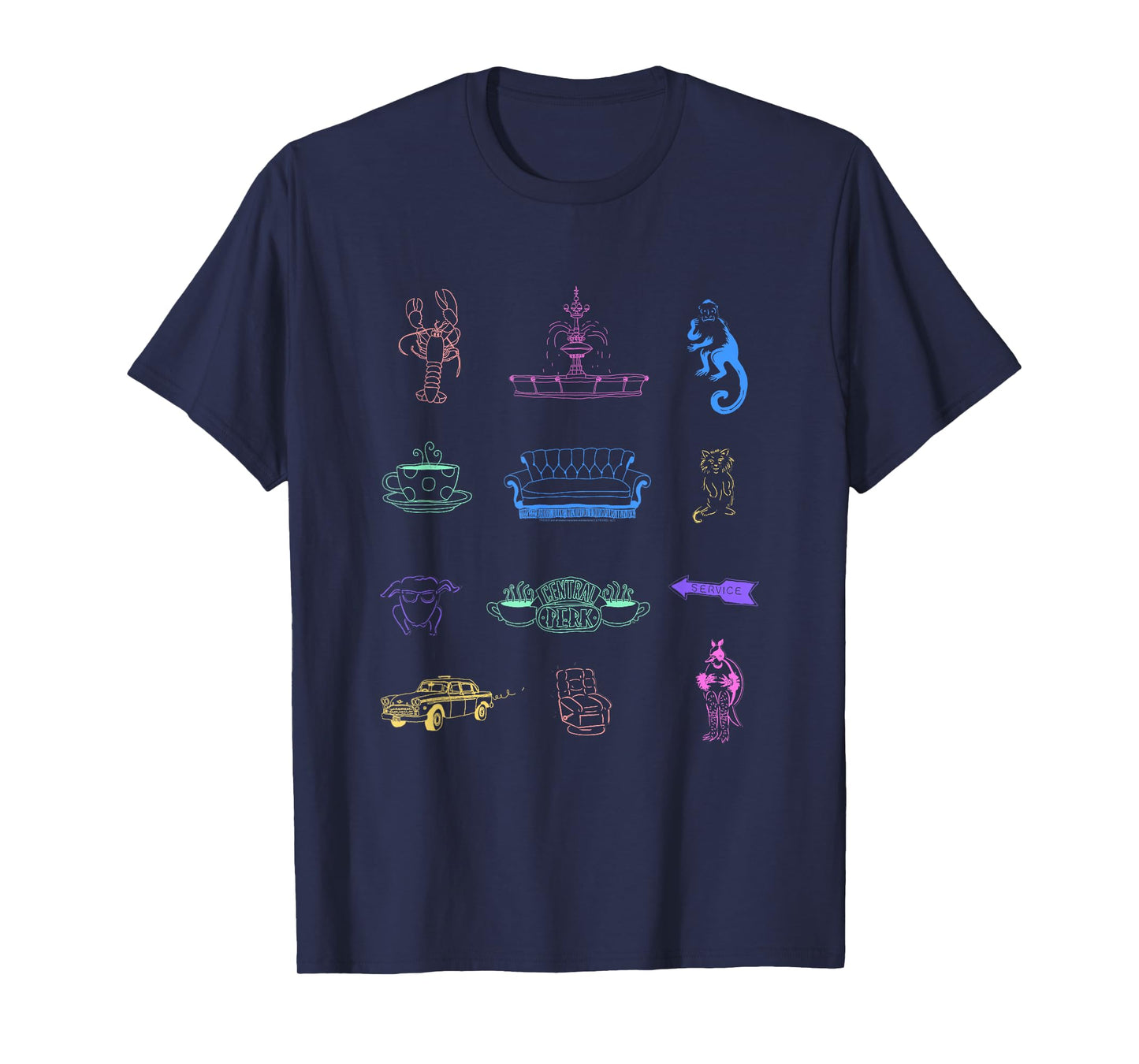 Friends Colorful Icons Outlines TV Show T-Shirt