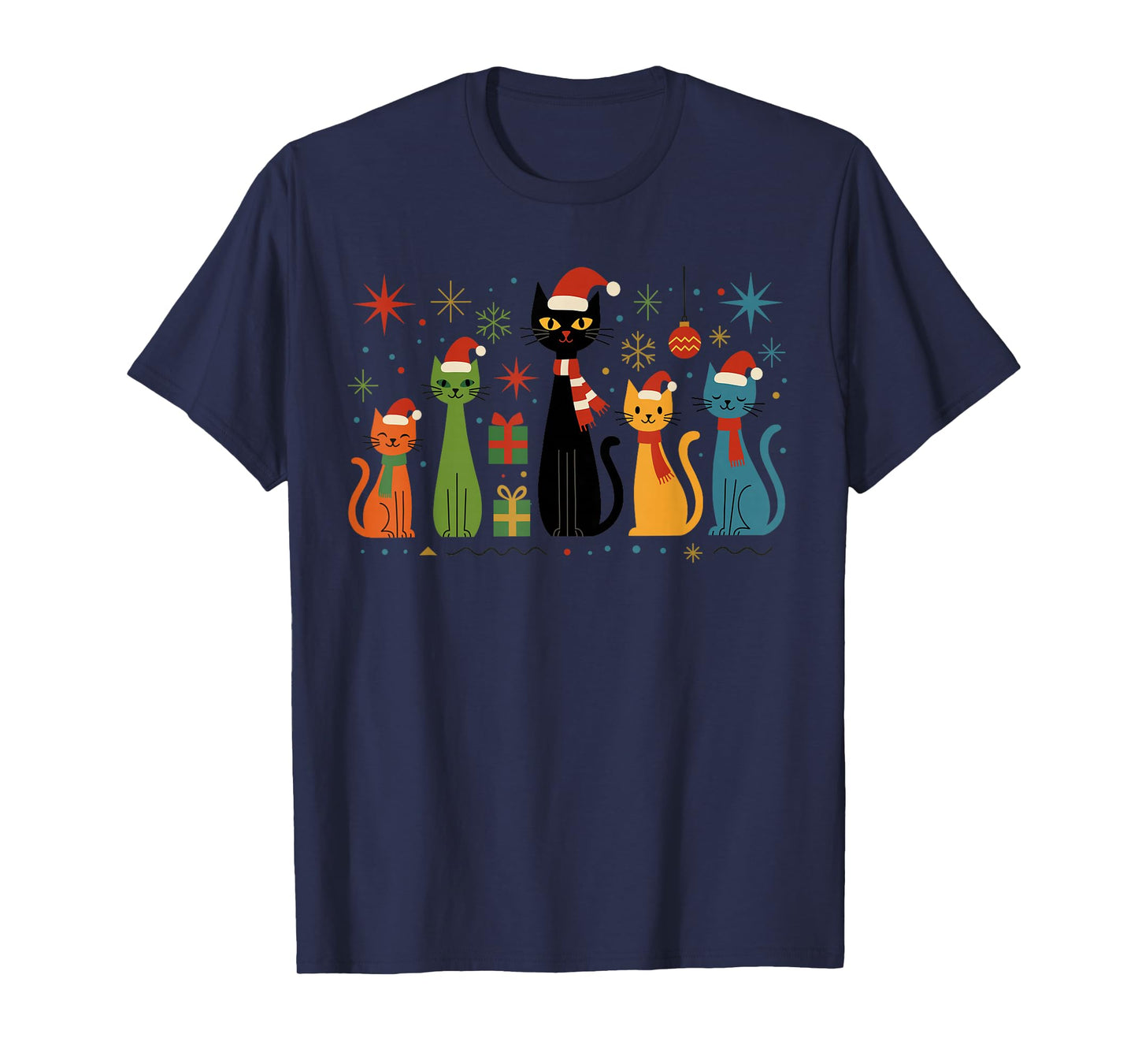 Retro Mid-Century Modern Cat Christmas Cats 50s 60s Style T-Shirt