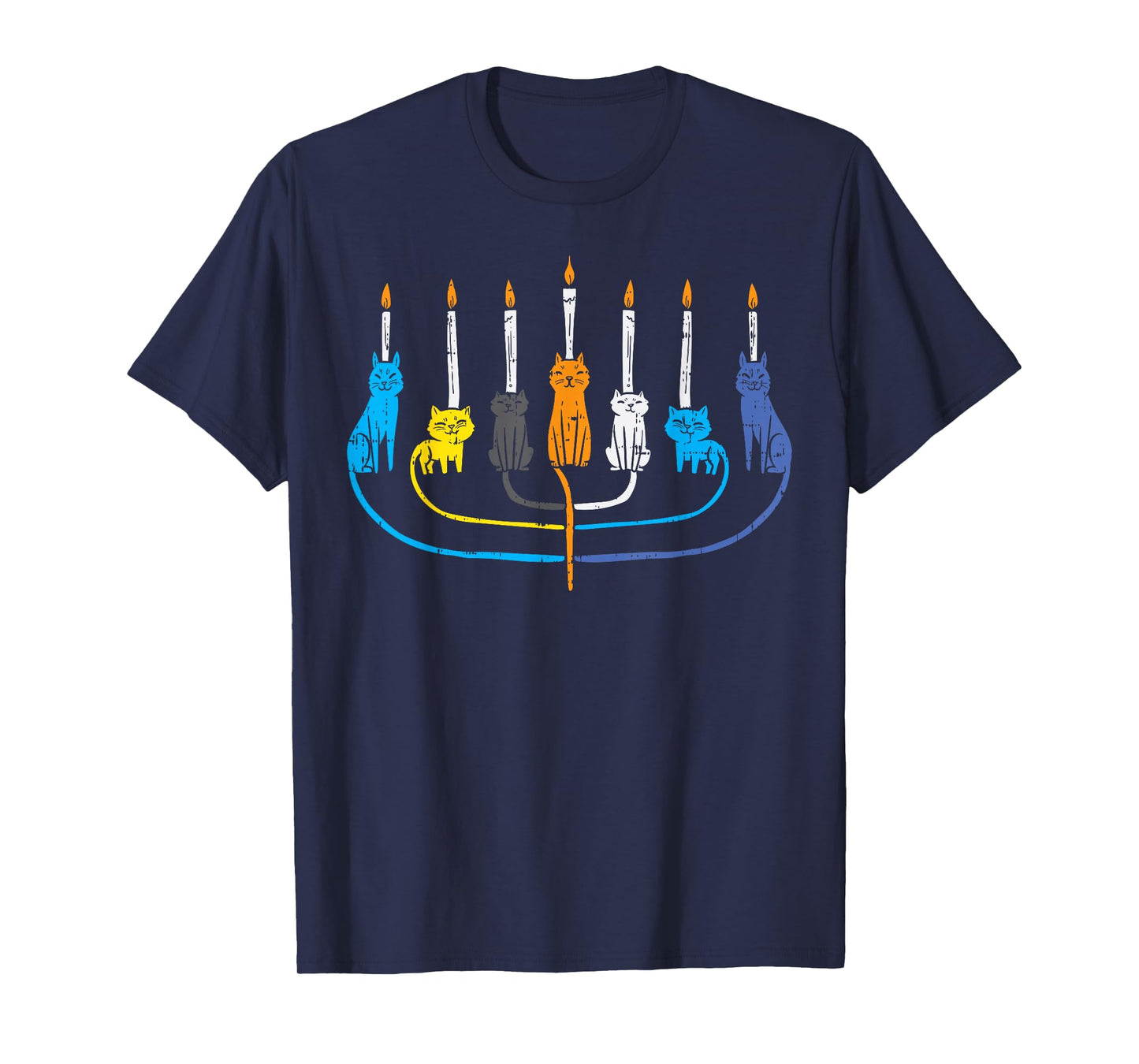 Cat Menorah Cute Jewish Kitten Hanukkah Chanukah PJs Women T-Shirt
