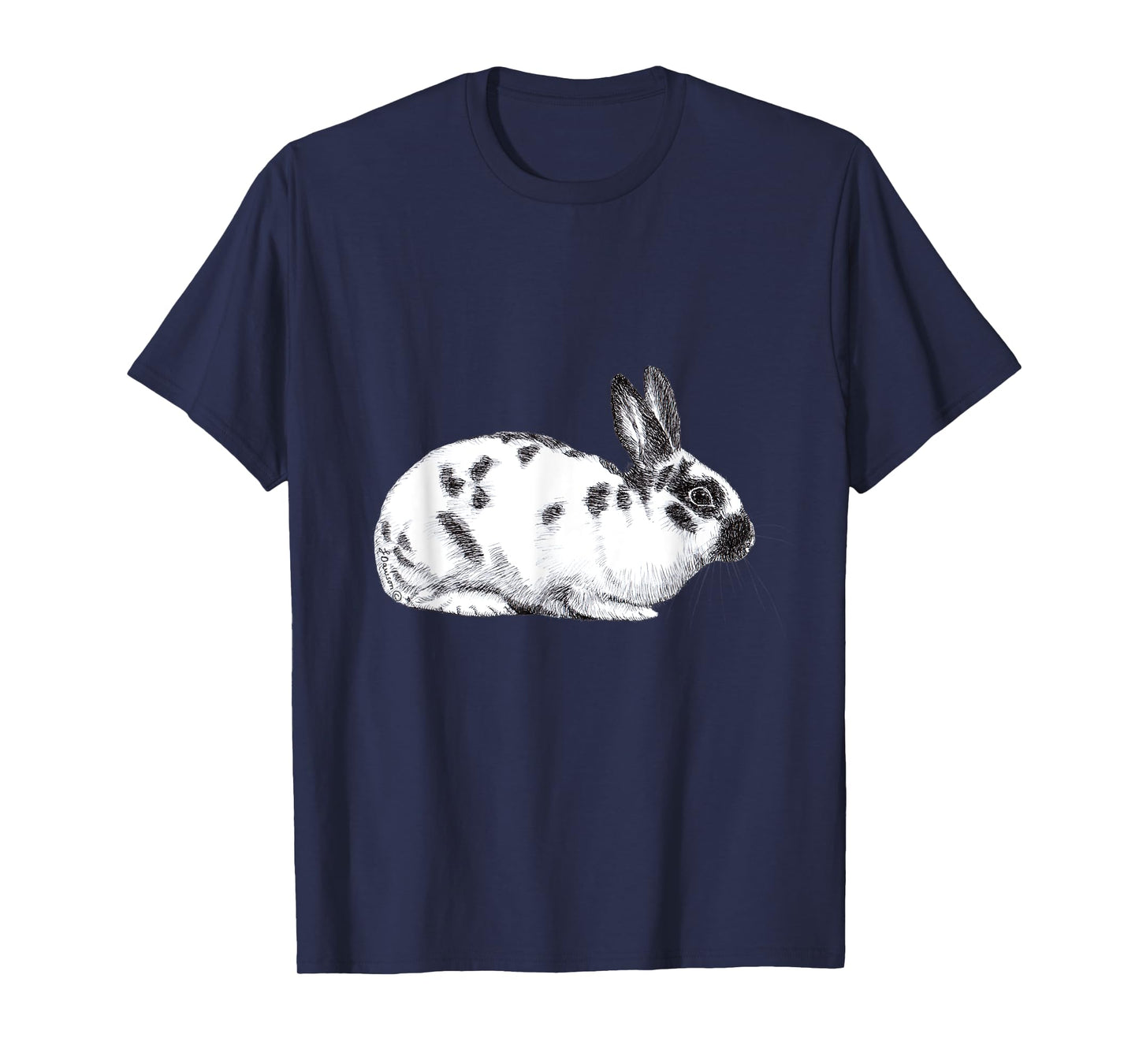 Cute English Spotted Bunny Rabbit Drawing T-Shirt