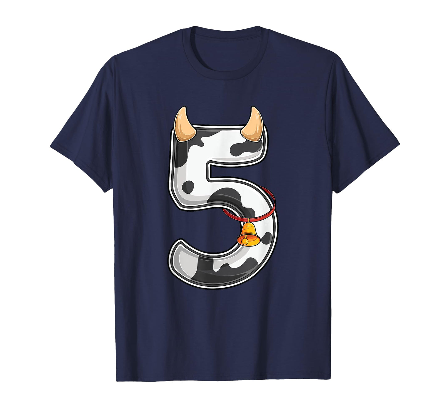 Cow Girl Boy Farmer Fifth 5th Birthday Five 5 Years Old Bday T-Shirt