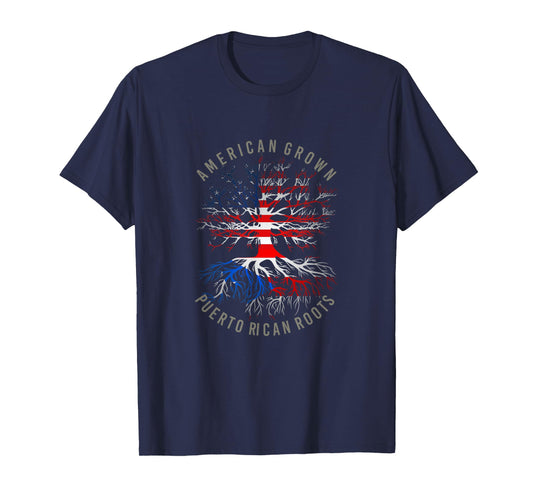 American Grown Puerto Rican Roots USA Rico Flag Heritage T-Shirt